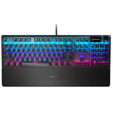 Steelseries Usb Apex 5 Hybrid Mechanical Gaming Keyboard – Per Key Rgb Illumination – Aircraft Grade Aluminum Alloy Frame – Oled Smart Display (hybrid Blue Switch) - CompuMe
